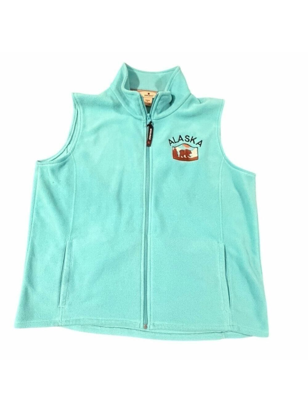 Woolrich Alaska Fleece Zip Up Vest Waterleaf Blue Green VGC Size XL